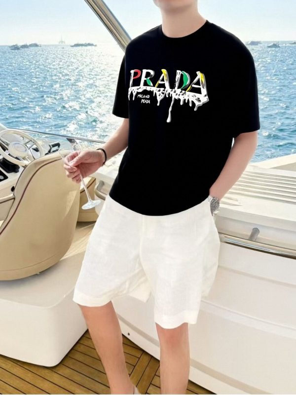Prada Paint-Splatter Effect Logo T-shirt- Black