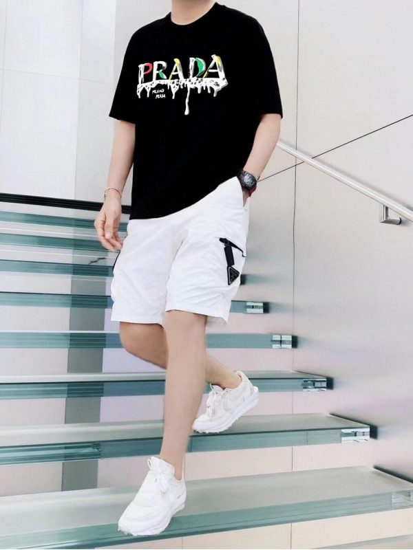 Prada Paint-Splatter Effect Logo T-shirt- Black