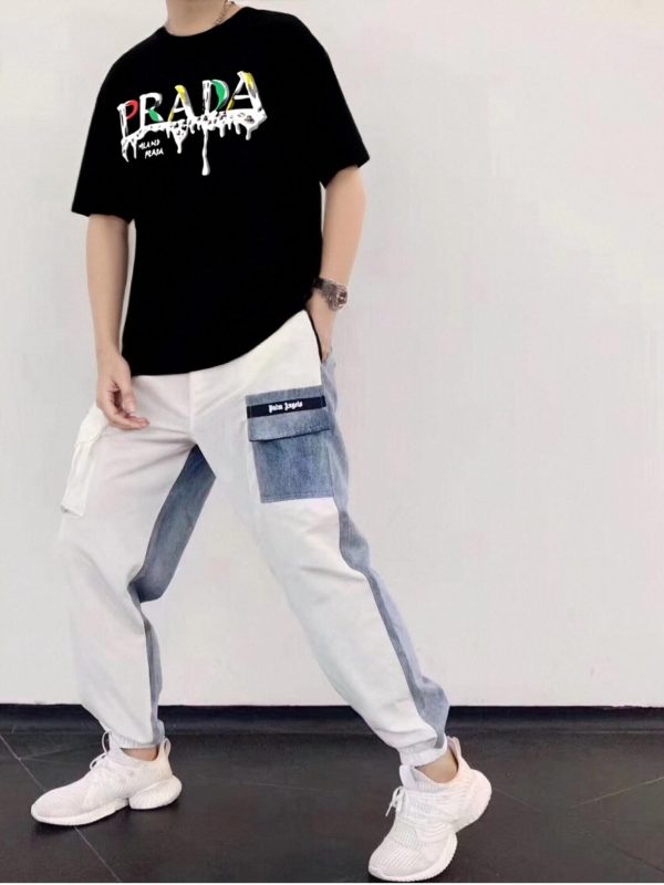 Prada Paint-Splatter Effect Logo T-shirt- Black