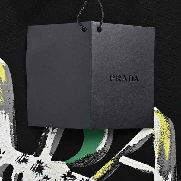 Prada Paint-Splatter Effect Logo T-shirt- Black