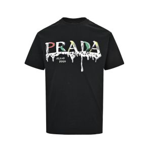 Prada Paint-Splatter Effect Logo T-shirt- Black (9) Prada Paint-Splatter Effect Logo T-shirt- Black