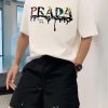 Prada Paint-Splatter Effect Logo T-shirt- White