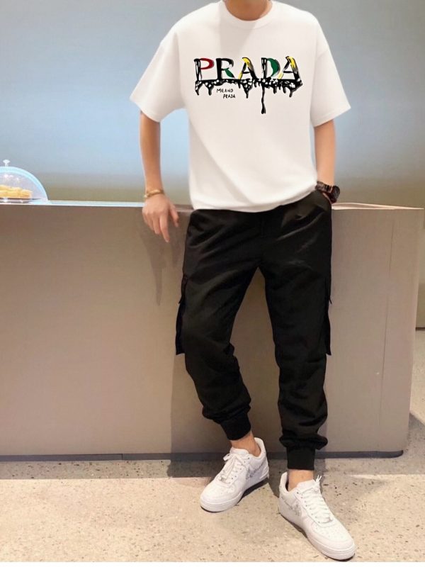 Prada Paint-Splatter Effect Logo T-shirt- White