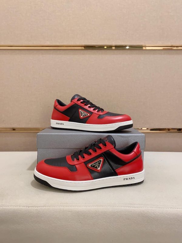 Prada Red Downtown Leather Sneakers