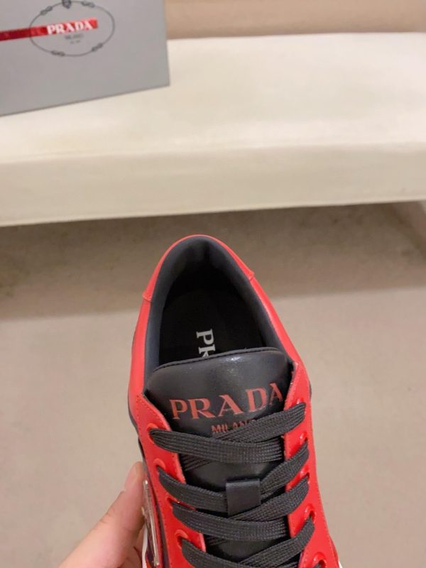 Prada Red Downtown Leather Sneakers