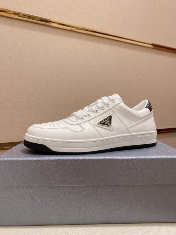 Prada White Downtown Leather Sneakers