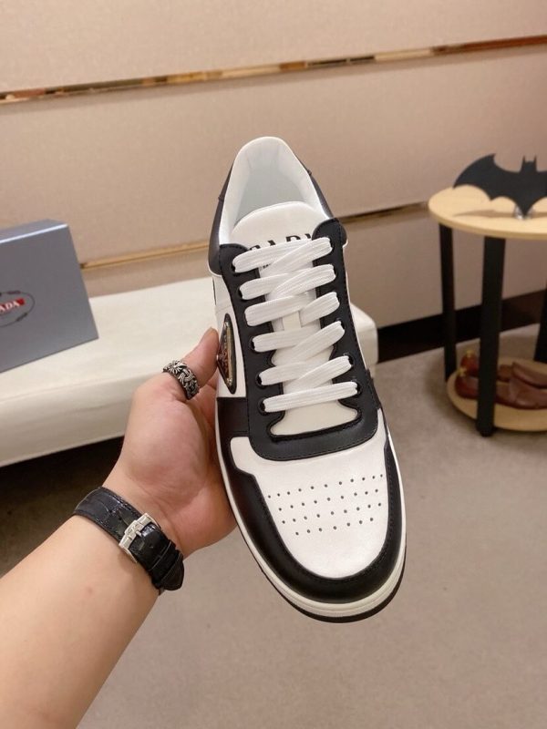 Prada White and Black Downtown Leather Sneakers