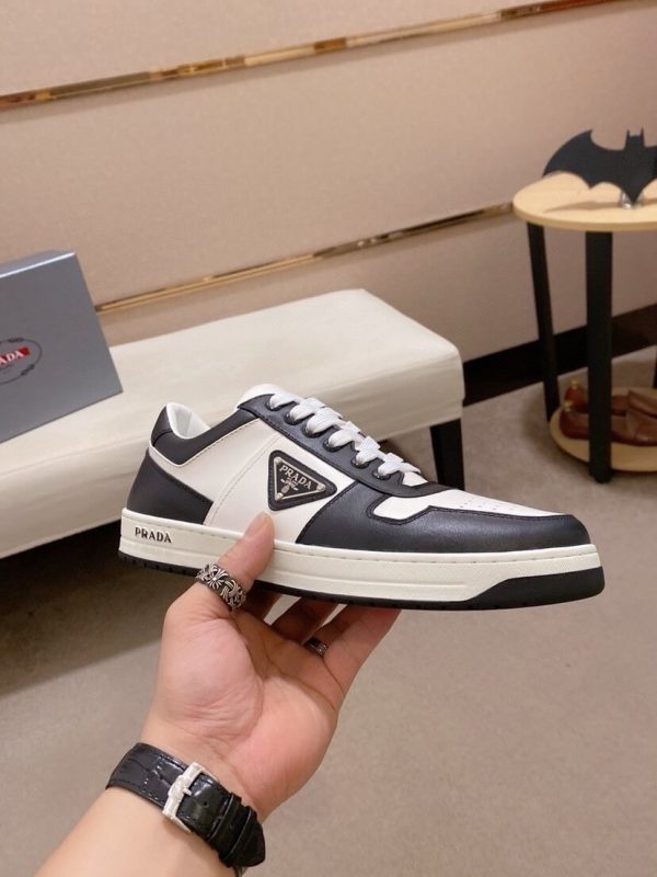 Prada White and Black Downtown Leather Sneakers