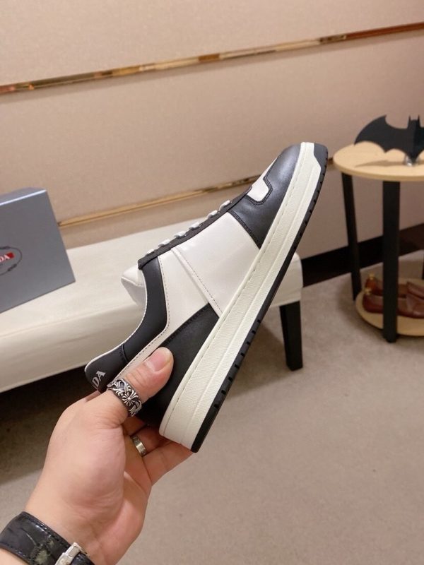 Prada White and Black Downtown Leather Sneakers