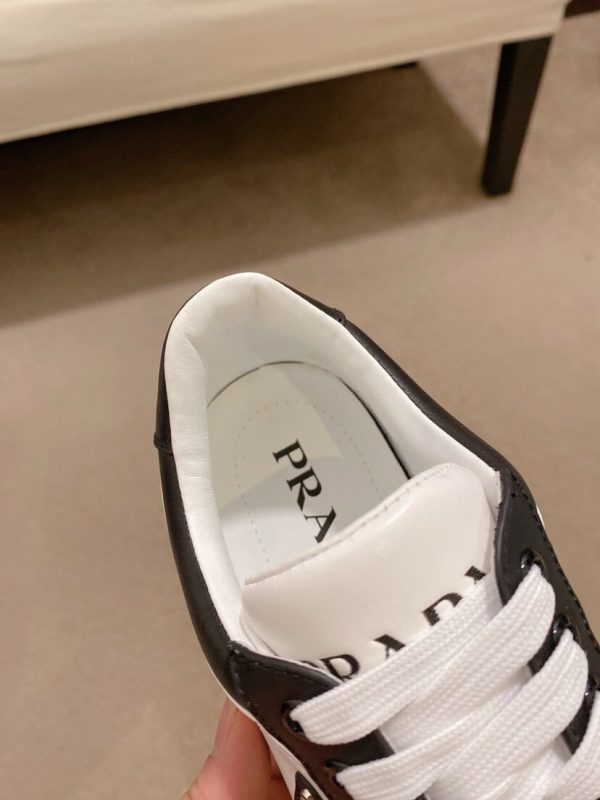 Prada White and Black Downtown Leather Sneakers
