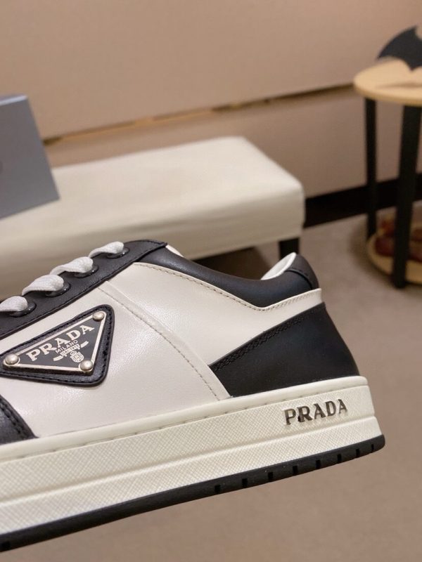 Prada White and Black Downtown Leather Sneakers