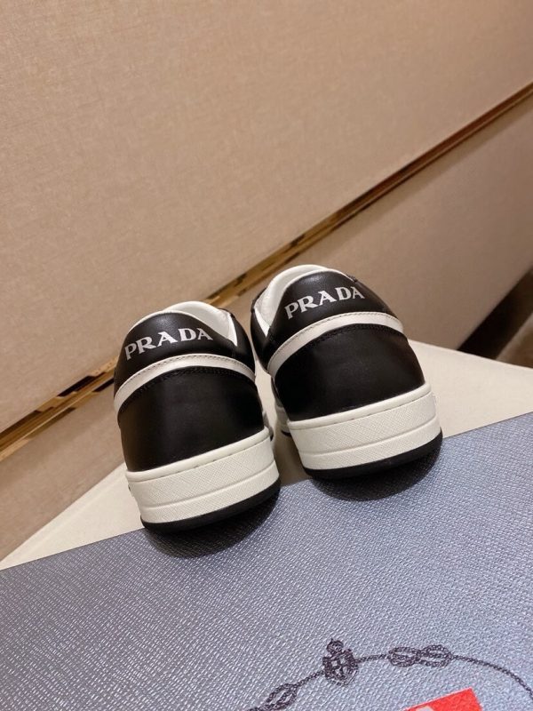 Prada White and Black Downtown Leather Sneakers