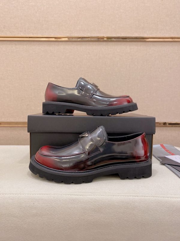 Prada brushed leather platform loafers.