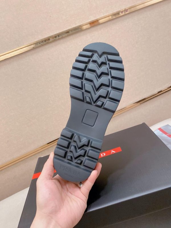 Prada leather platform loafers.