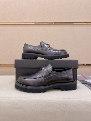 Prada -leather -platform -loafers. (3) Prada leather platform loafers.