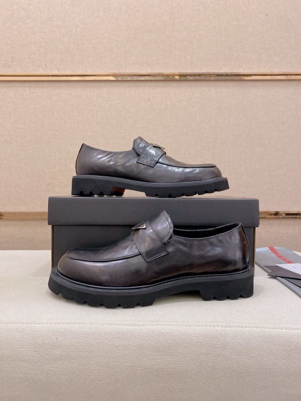 Prada leather platform loafers.