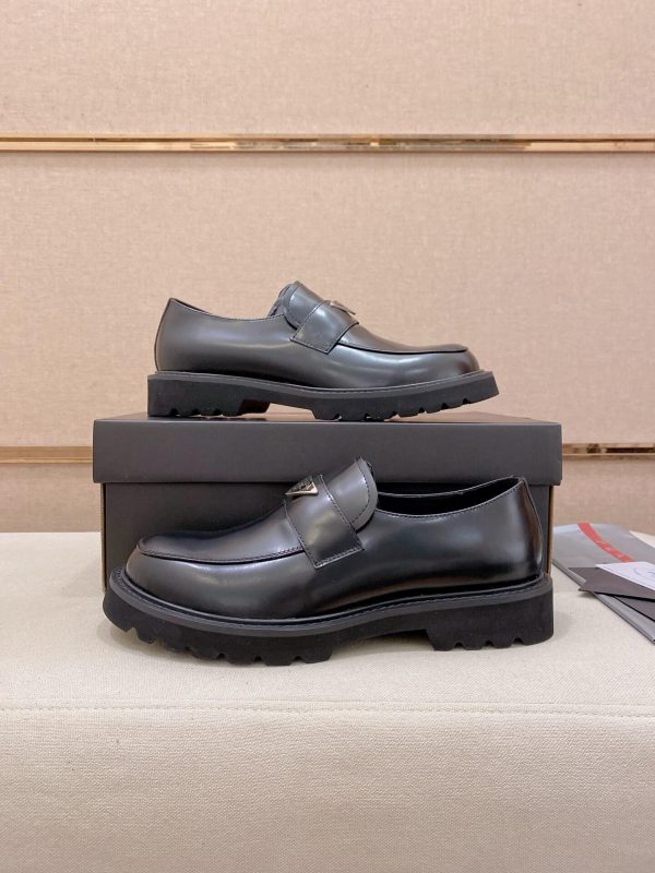 Prada leather platform loafers.