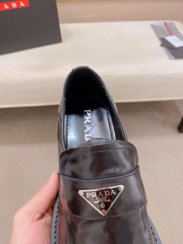 Prada leather platform loafers.