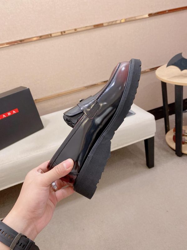 Prada leather platform loafers.