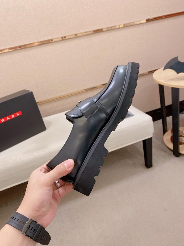 Prada leather platform loafers.