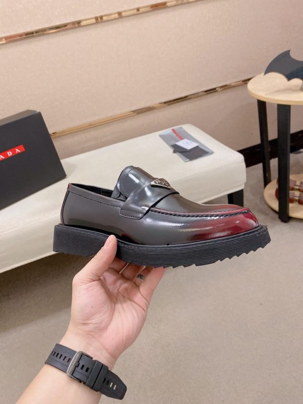 Prada leather platform loafers.