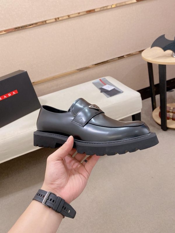 Prada leather platform loafers.