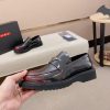 Prada leather platform loafers.