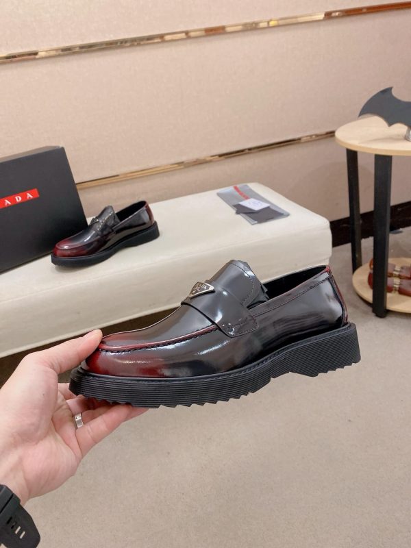 Prada leather platform loafers.