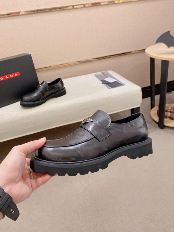 Prada leather platform loafers.