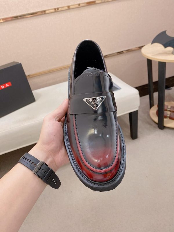 Prada leather platform loafers.