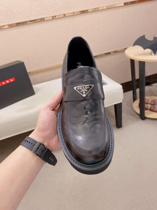 Prada leather platform loafers.