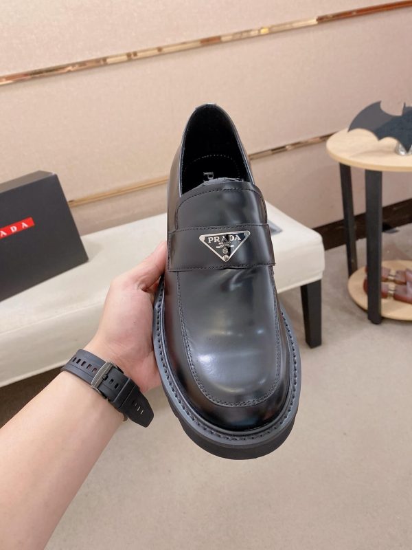 Prada leather platform loafers.