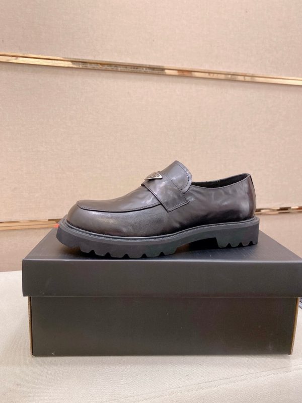 Prada leather platform loafers.