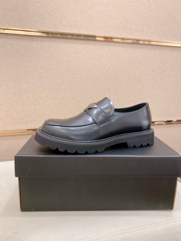 Prada leather platform loafers.