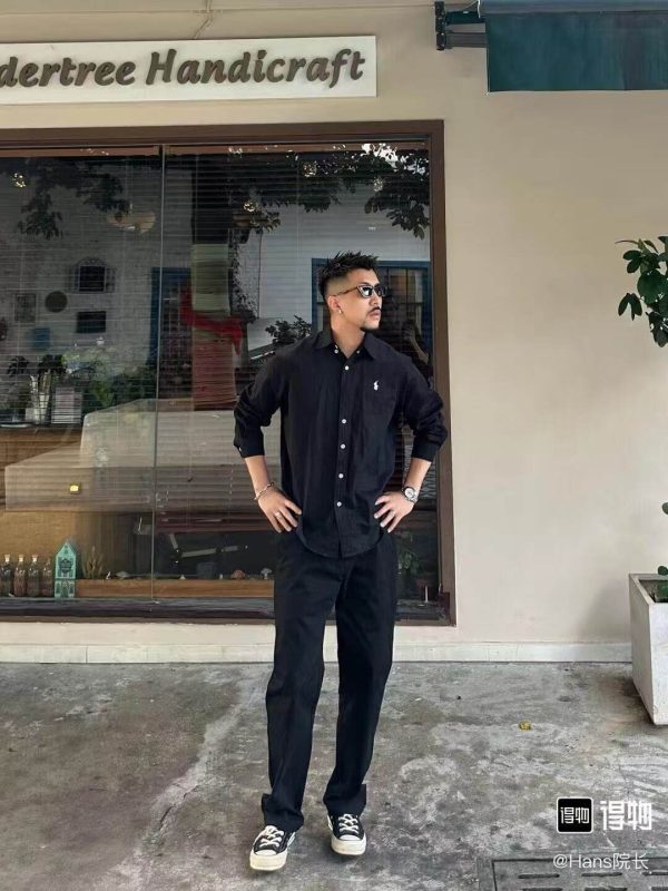 Ralph Lauren Solid Color Casual Trousers- Black