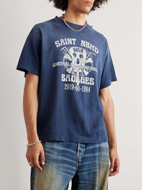 SAINT Mxxxxxx (Saint Michael) x NEIGHBORHOOD STHD . SS TEE SAINT NBHD- Navy Blue