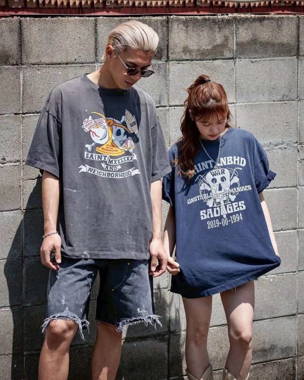 SAINT Mxxxxxx (Saint Michael) x NEIGHBORHOOD STHD . SS TEE SAINT NBHD- Navy Blue