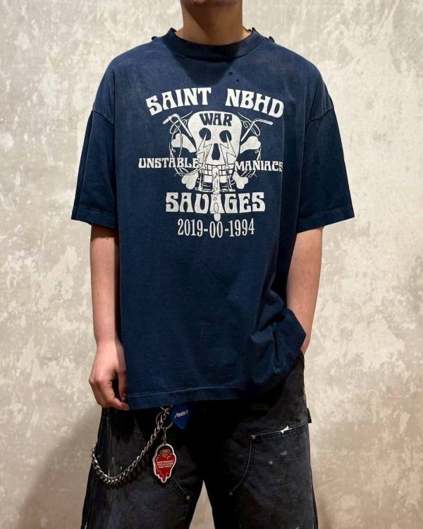 SAINT Mxxxxxx (Saint Michael) x NEIGHBORHOOD STHD . SS TEE SAINT NBHD- Navy Blue