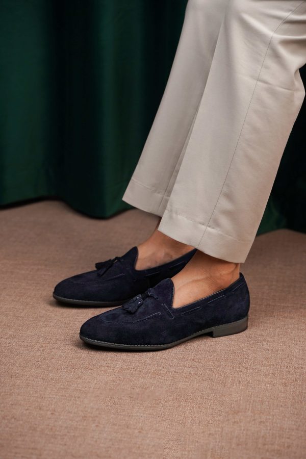 Sapphire Navy Suede Tassel Loafer | The Coastal Gala Edition