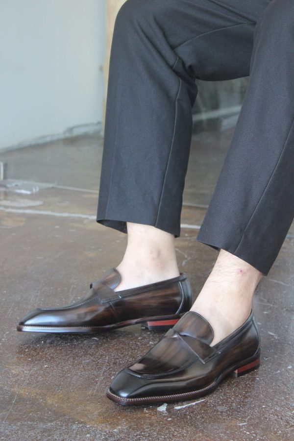 Umber Hand-Painted Chisel Penny Loafer | The Modern Visionary Edition