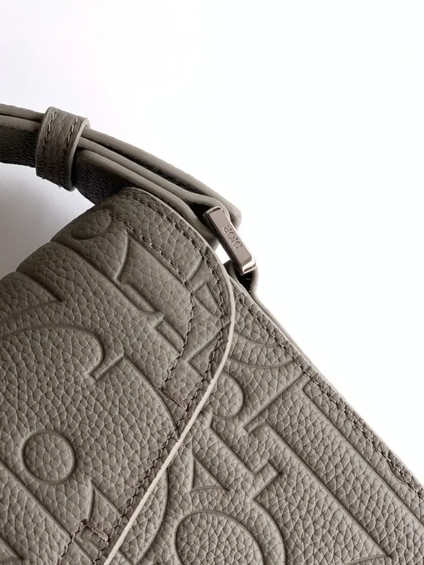 Dior Small Saddle Messenger Bag in Gray Leather