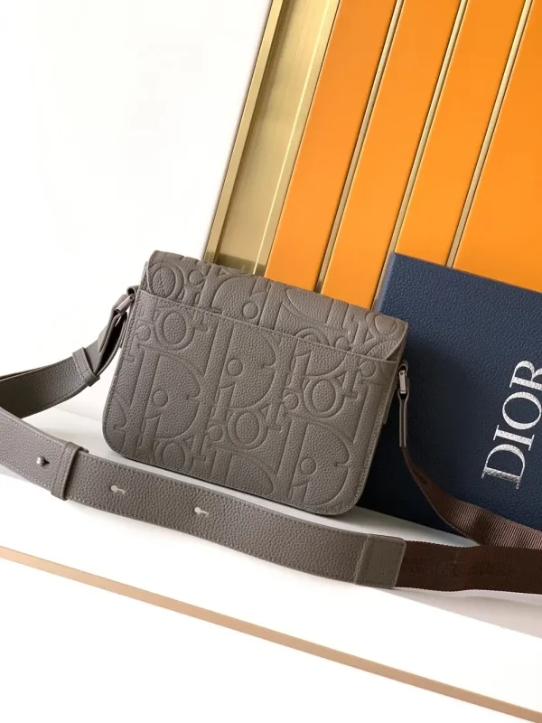 Dior Small Saddle Messenger Bag in Gray Leather