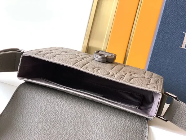 Dior Small Saddle Messenger Bag in Gray Leather