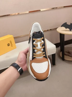 fendi-flow-mens-brown-leather-sneaker-calfskin-front-view Fendi Flow Men's Brown Leather Sneaker - Calfskin