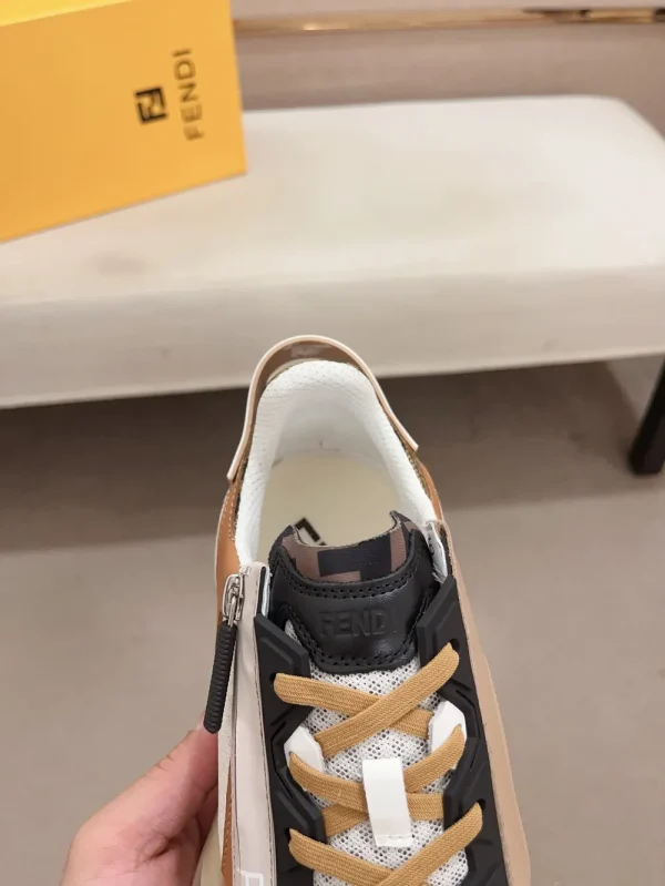 fendi-flow-mens-brown-leather-sneaker-calfskin-overhead-view Fendi Flow Men's Brown Leather Sneaker - Calfskin