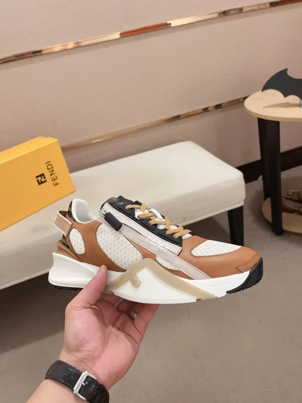 fendi-flow-mens-brown-leather-sneaker-calfskin-side-view-3 Fendi Flow Men's Brown Leather Sneaker - Calfskin
