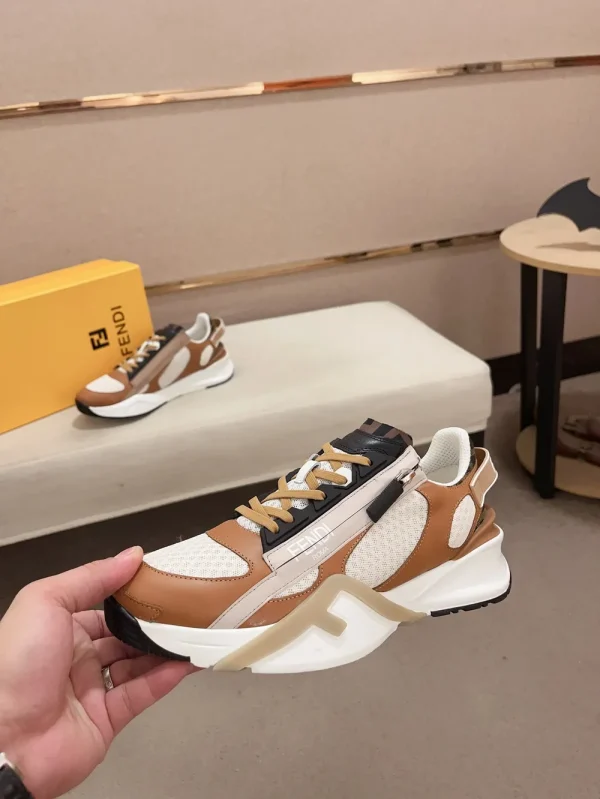 fendi-flow-mens-brown-leather-sneaker-calfskin-side-view-4 Fendi Flow Men's Brown Leather Sneaker - Calfskin