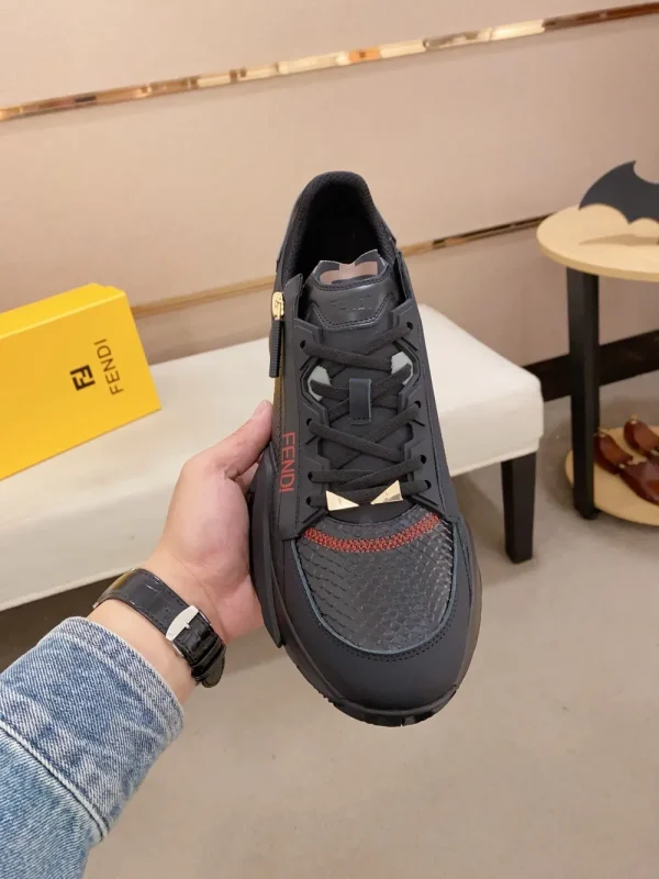 Fendi Flow Men's Leather Sneaker with Rubber Sole