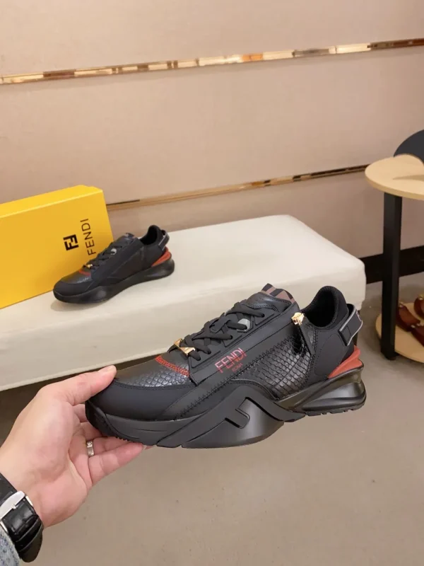 Fendi Flow Men's Leather Sneaker with Rubber Sole