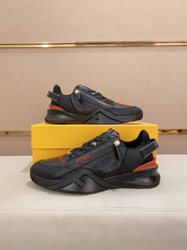 Fendi Flow Men's Leather Sneaker with Rubber Sole